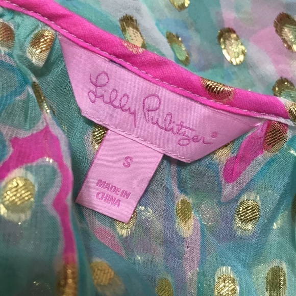 Lilly Pulitzer Rilla Tropical Print Silk Blouse Small - Picture 7 of 13